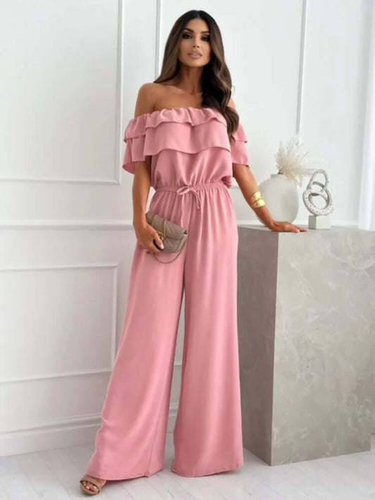 Women's Off-The-Shoulder Wide-Leg Jumpsuit – coloris Blue