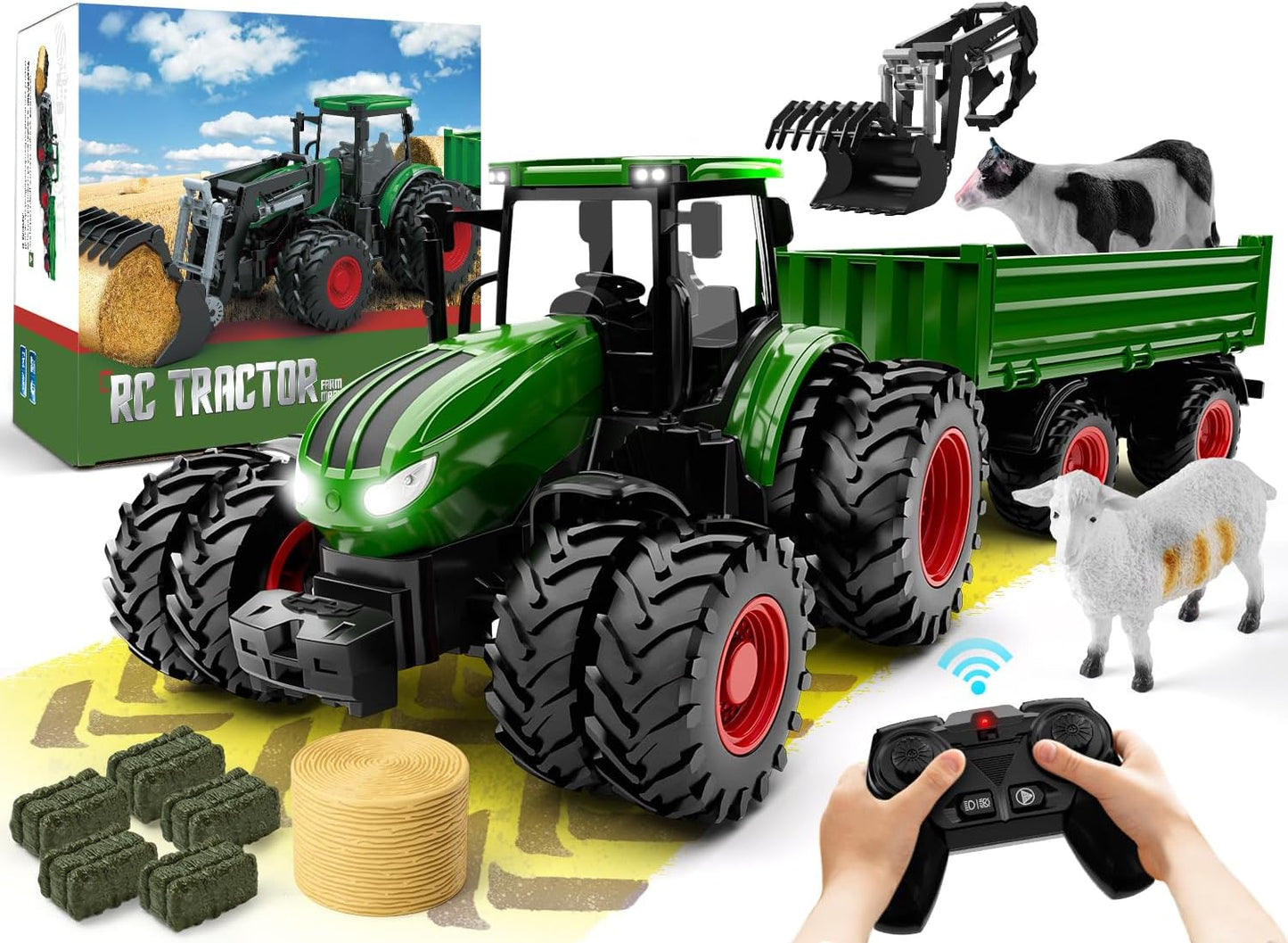 Tracteur RC Jouet Enfant avec Remorque Métal