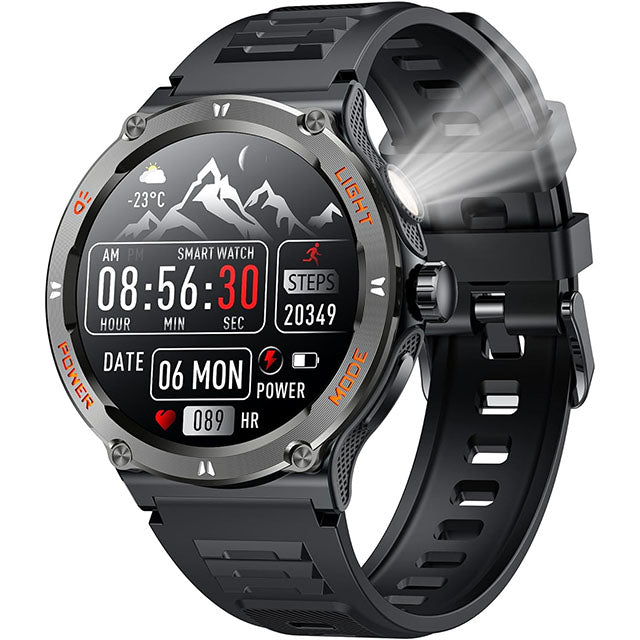 Montre Smart Sport Homme GPS Écran Tactile avec Lampe LED et Compas