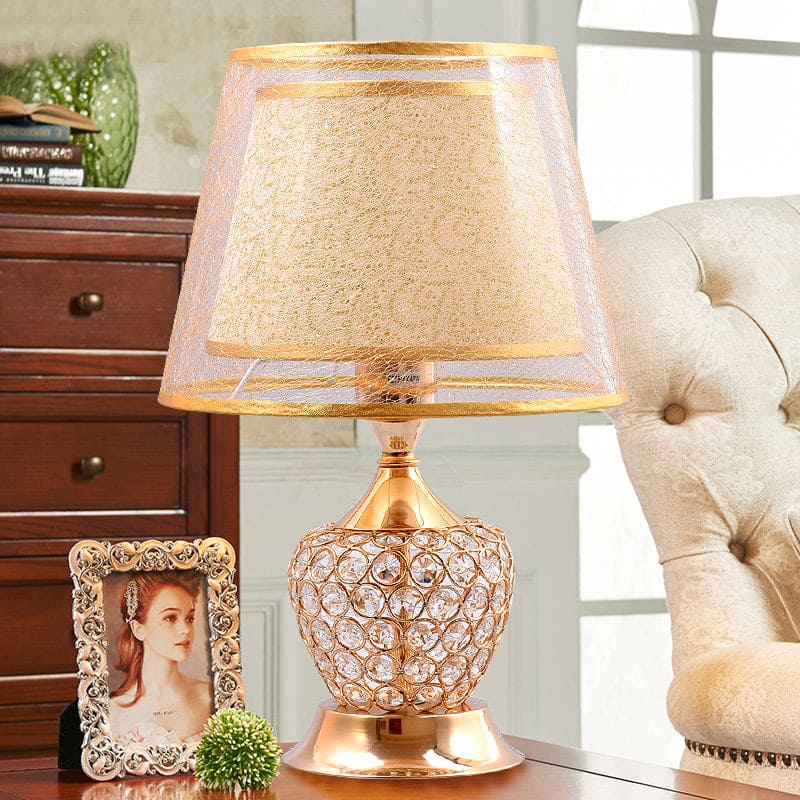 Lampe de Chevet Élégante en Forme d'Urne avec Abat-jour Double