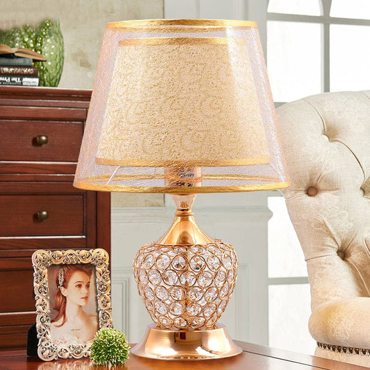 Lampe de Chevet Élégante en Forme d'Urne avec Abat-jour Double