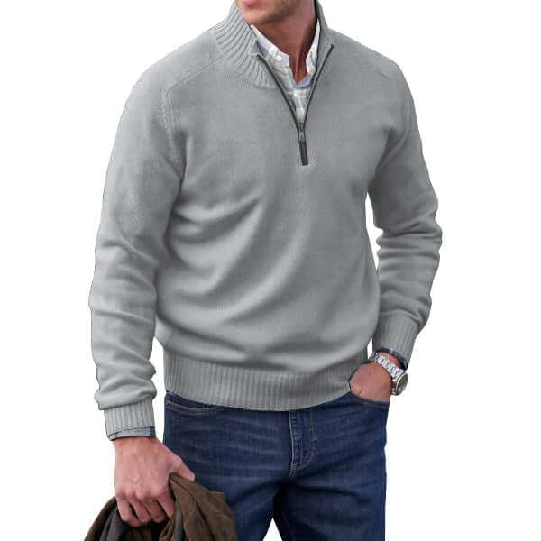 Pull Zippé Homme – Gris