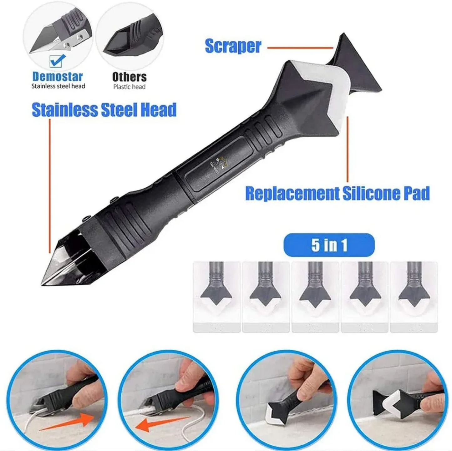 SealEase™ - Outil de Calfeutrage Silicone 3 en 1