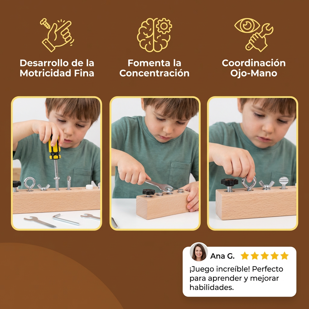 FocusCraft - Set de Jeu Montessori en Bois pour Enfants
