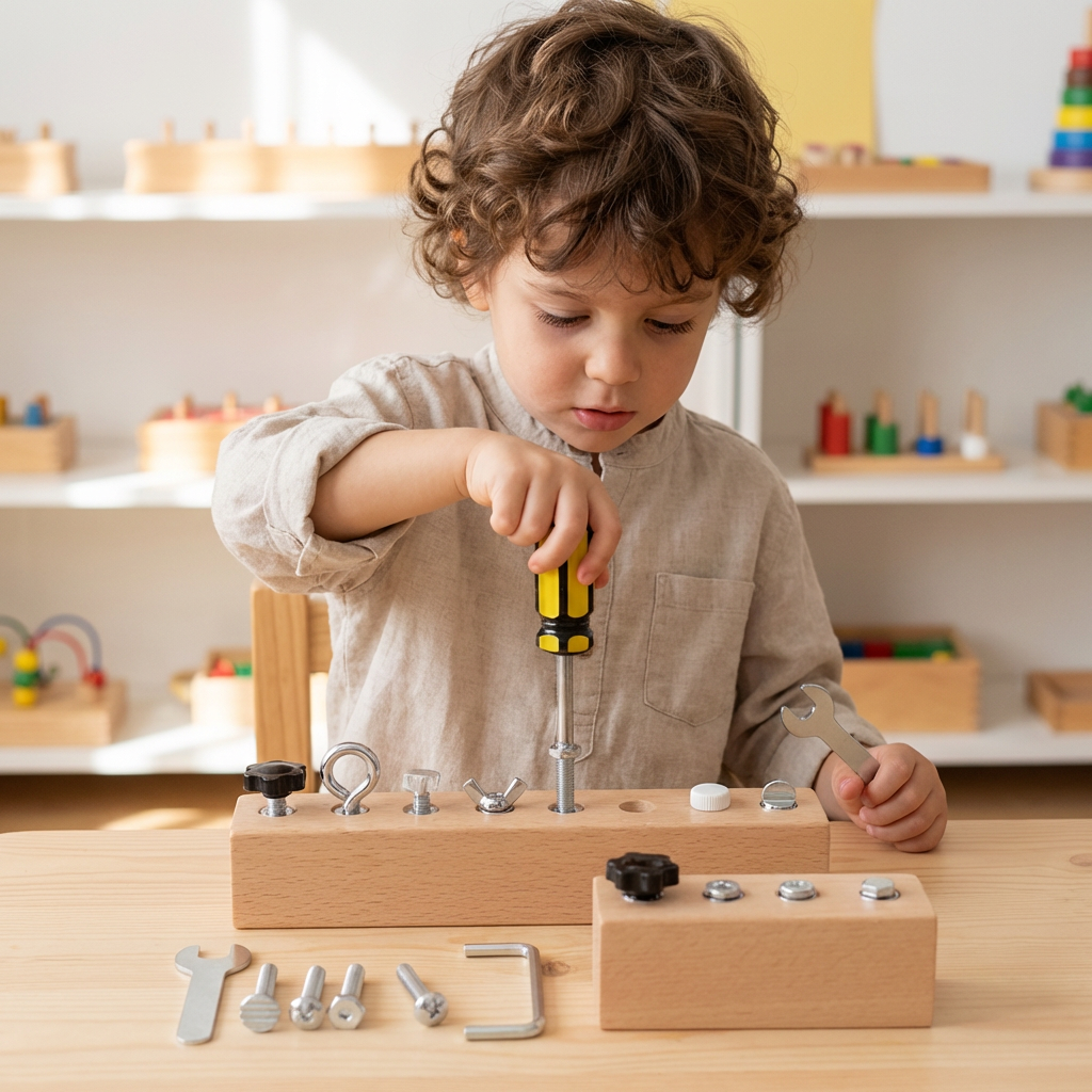 FocusCraft - Set de Jeu Montessori en Bois pour Enfants
