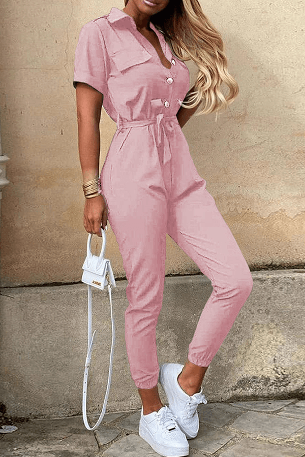 Combinaison Ceinturée Femme – Abricot