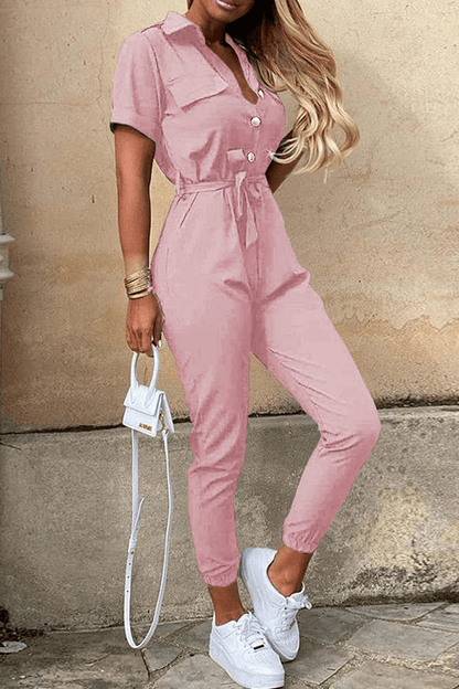 Combinaison Ceinturée Femme – Abricot
