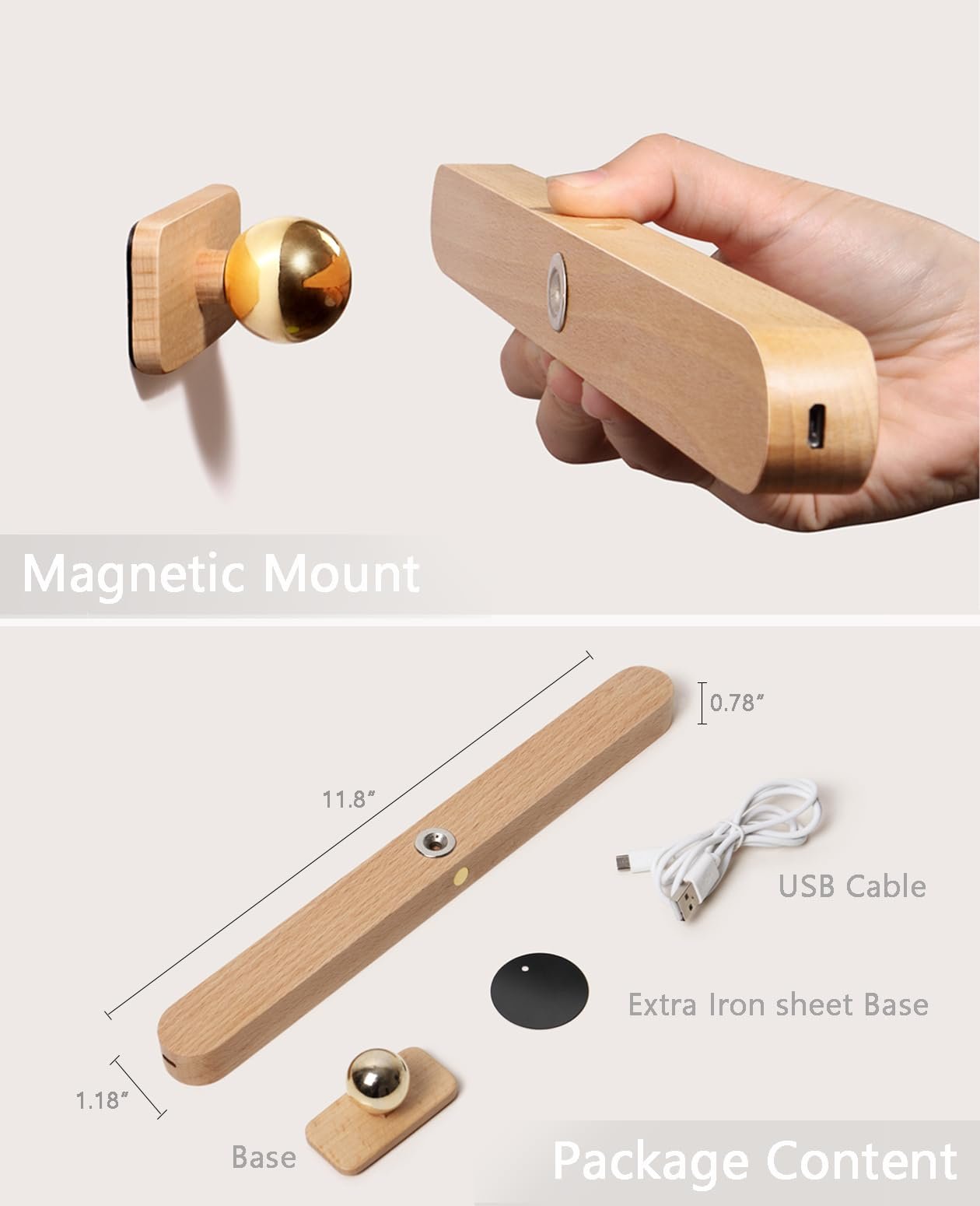 LumaWood - Lampe Magnétique Facile avec Lumière Naturelle Douce Partout