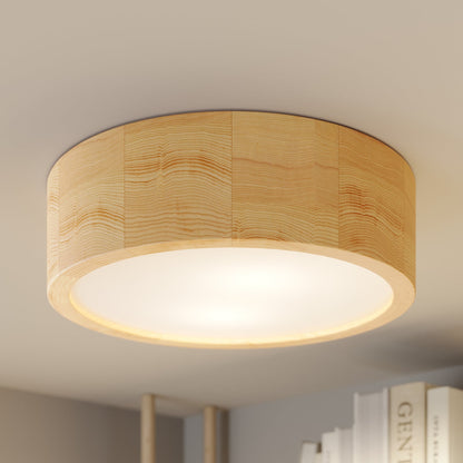 Plafonnier Cleo Ø 27 5cm 2 Lampes Bois de Pin E27