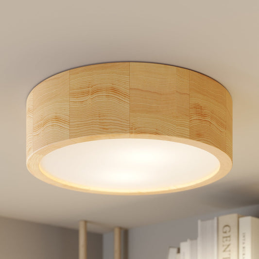 Plafonnier Cleo, Ø 27,5cm, 2 lampes, bois de pin, E27