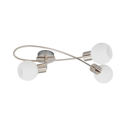 Plafonnier Lindby Elaina 50 Cm à 3 Lampes Nickel Verre E14