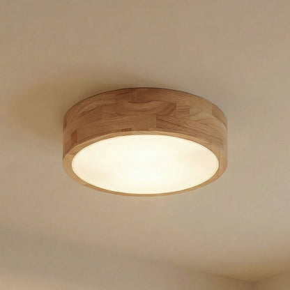 Plafonnier Lindby Tanju Ø 30 Cm à 2 Lampes Bois de Caoutchouc E27