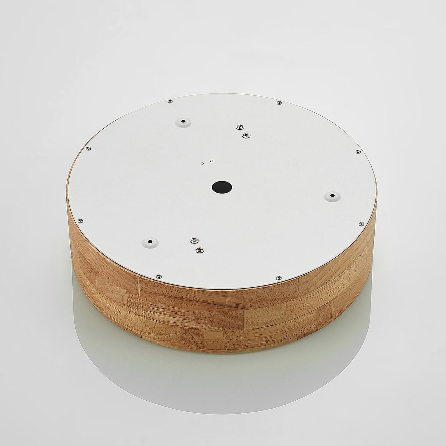 Plafonnier Lindby Tanju, Ø 30 cm, à 2 lampes, bois de caoutchouc, E27