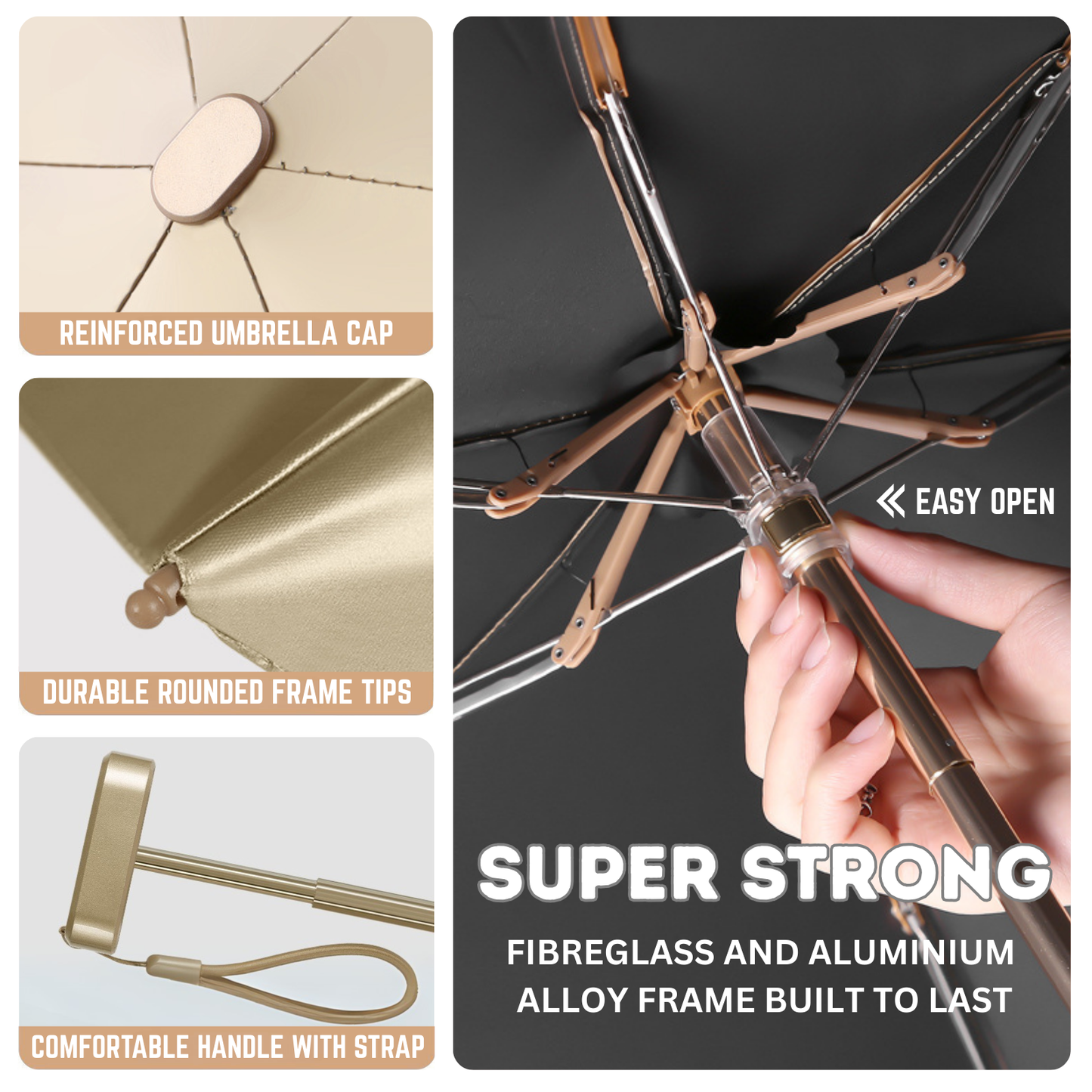 SunGuard - Mini Parapluie Compact UPF 50 Anti-UV et Pluie