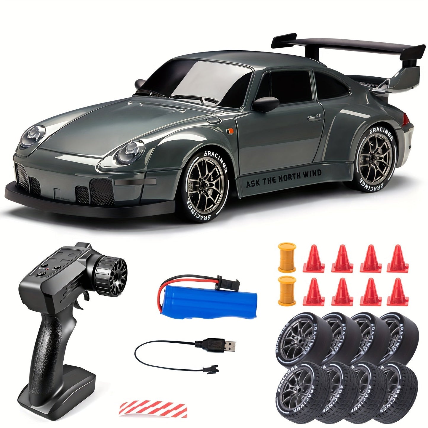 Voiture Télécommandée 4 Roues Motrices avec Éclairage LED | Jouet de Course Haut de Gamme pour Enfants