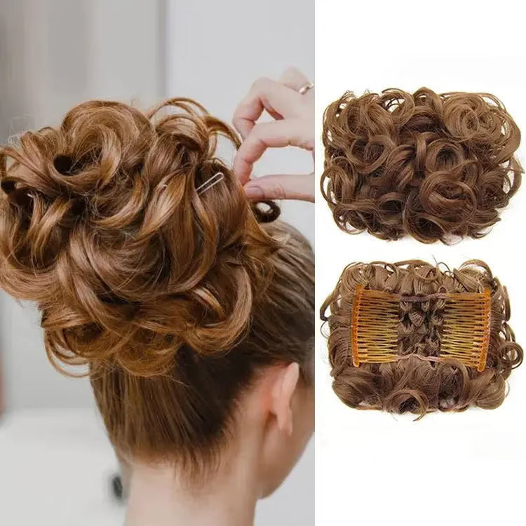 VolumeVibe - Chignon Pré-Coiffé Volumeux avec Peigne Intégré