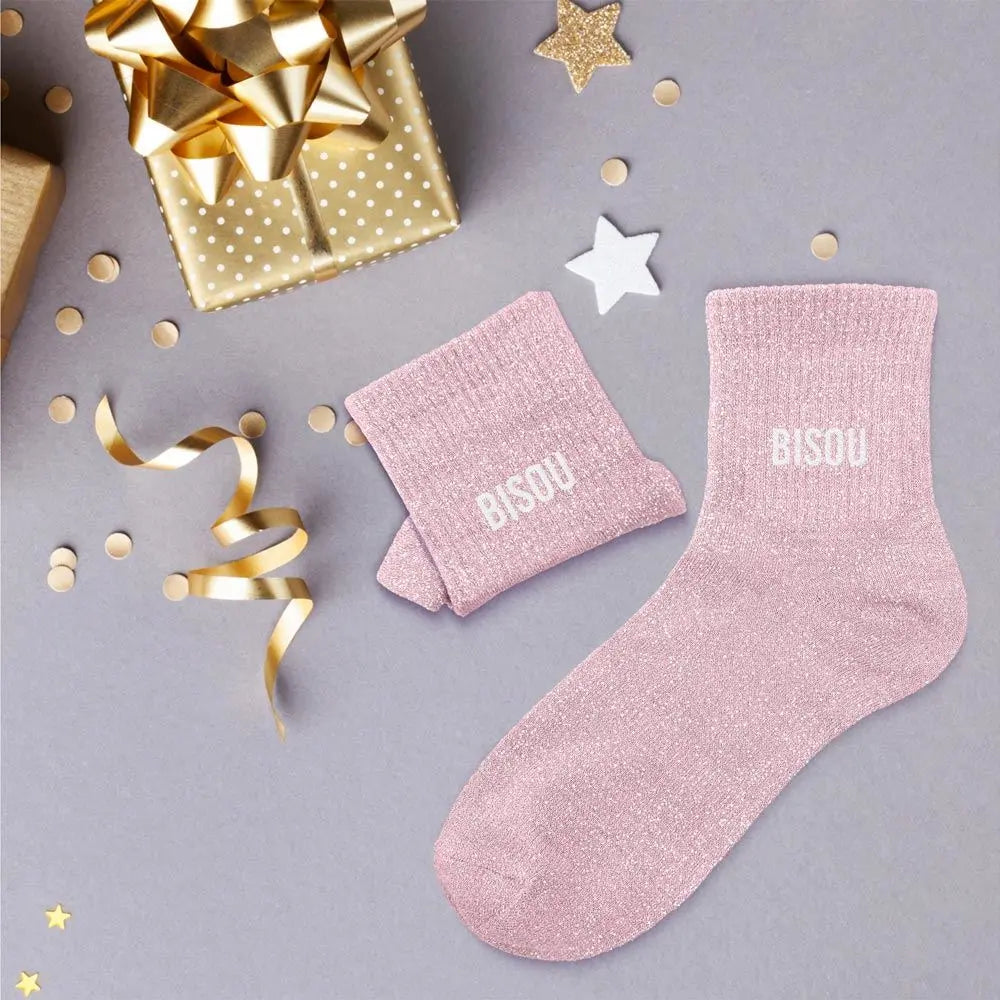 Chaussettes à Paillettes - Bisou Rose