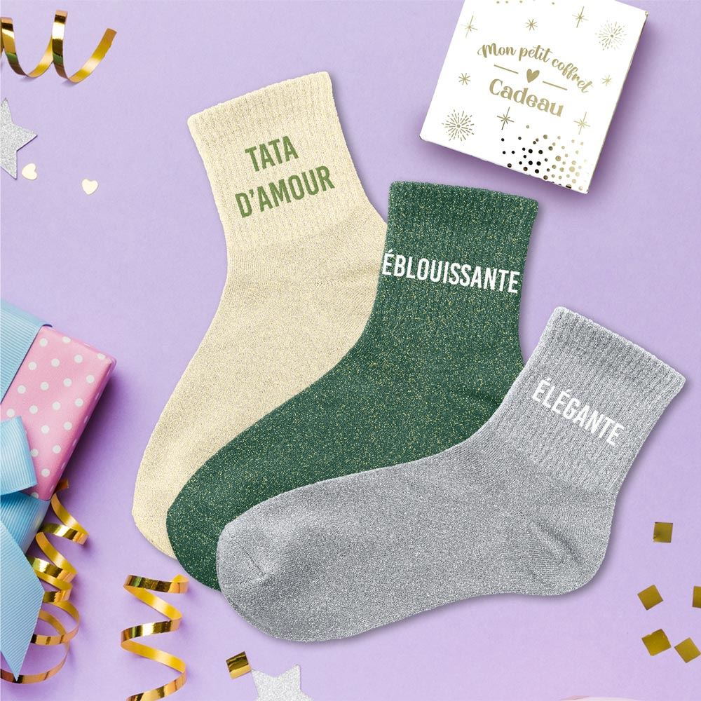 Coffret trio - Chaussettes à Paillettes - Tata d'Amour - Élégante - Éblouissante