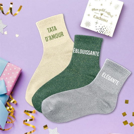 Coffret trio - Chaussettes à Paillettes - Tata d'Amour - Élégante - Éblouissante