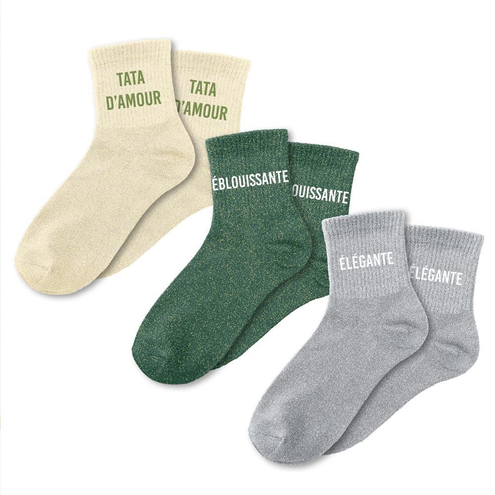 Coffret trio - Chaussettes à Paillettes - Tata d'Amour - Élégante - Éblouissante