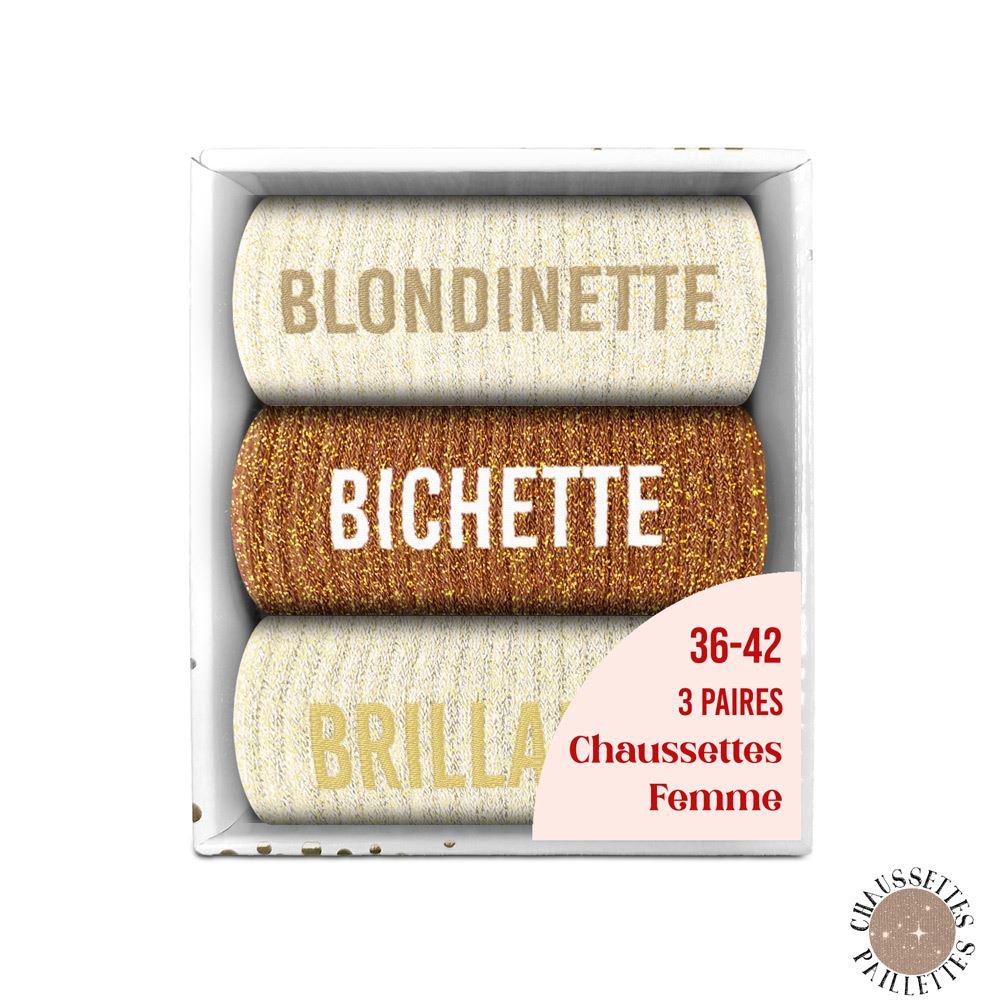 Coffret trio - Chaussettes à Paillettes - Blondinette - Bichette - Brillante