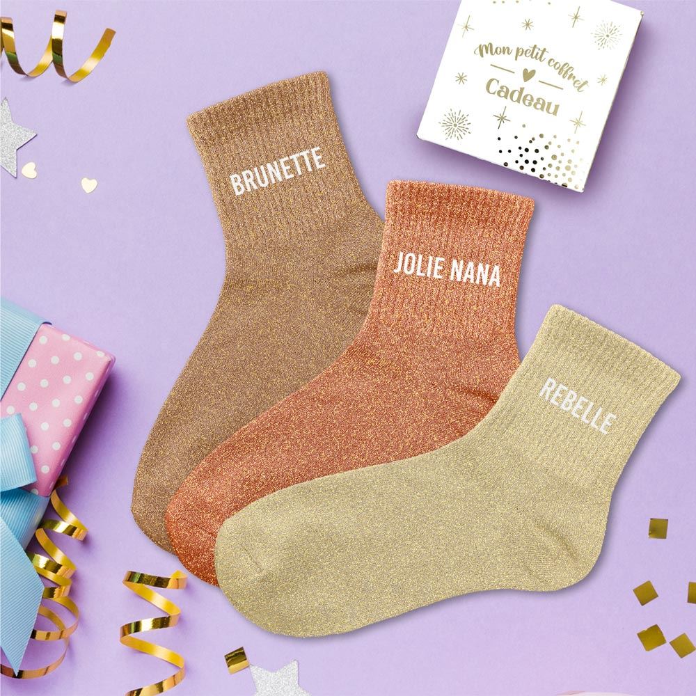 Coffret trio - Chaussettes à Paillettes - Brunette - Jolie Nana - Rebelle