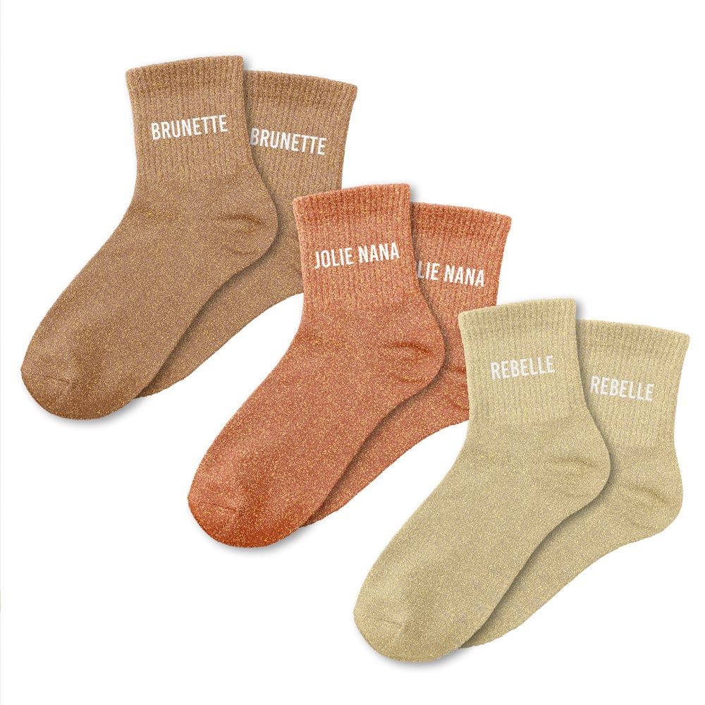 Coffret trio - Chaussettes à Paillettes - Brunette - Jolie Nana - Rebelle
