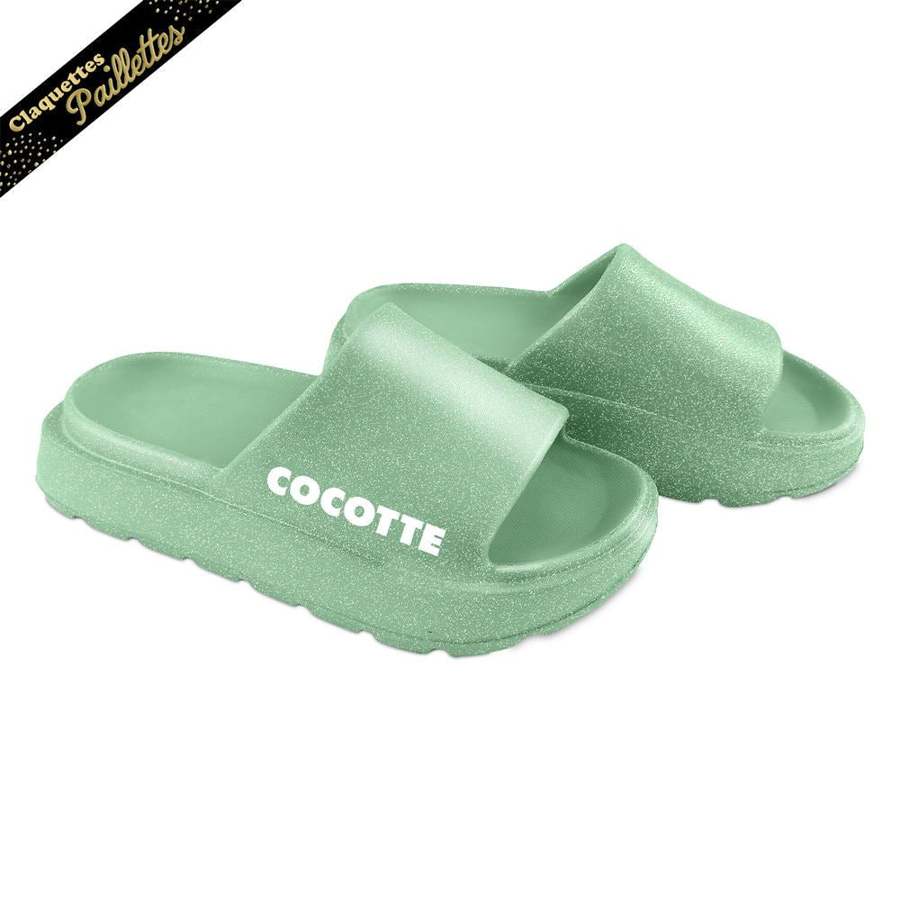 Claquettes à Paillettes - Cocotte bleu vert