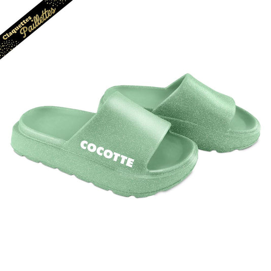 Claquettes à Paillettes - Cocotte bleu vert