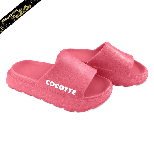 Claquettes à Paillettes - Cocotte rose fuchsia