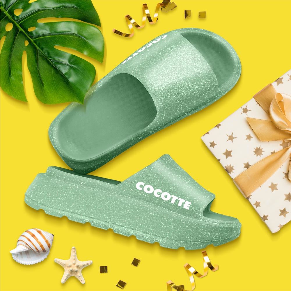 Claquettes à Paillettes - Cocotte bleu vert