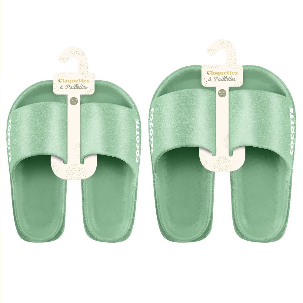 Claquettes à Paillettes - Cocotte bleu vert
