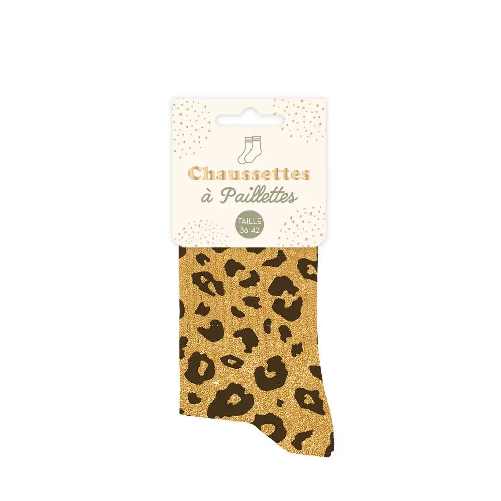 Chaussettes à Paillettes -  Léopard