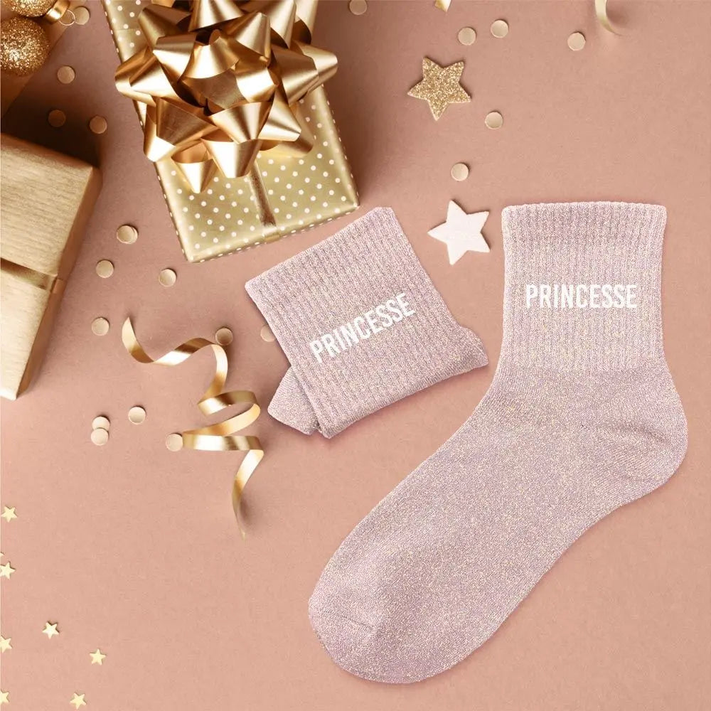 Chaussettes à Paillettes - Princesse écriture blanche