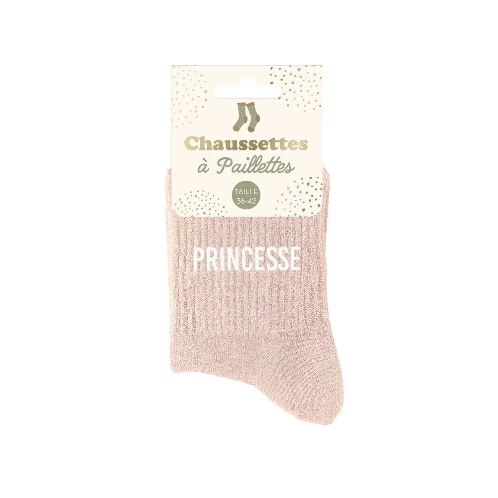 Chaussettes à Paillettes - Princesse écriture blanche