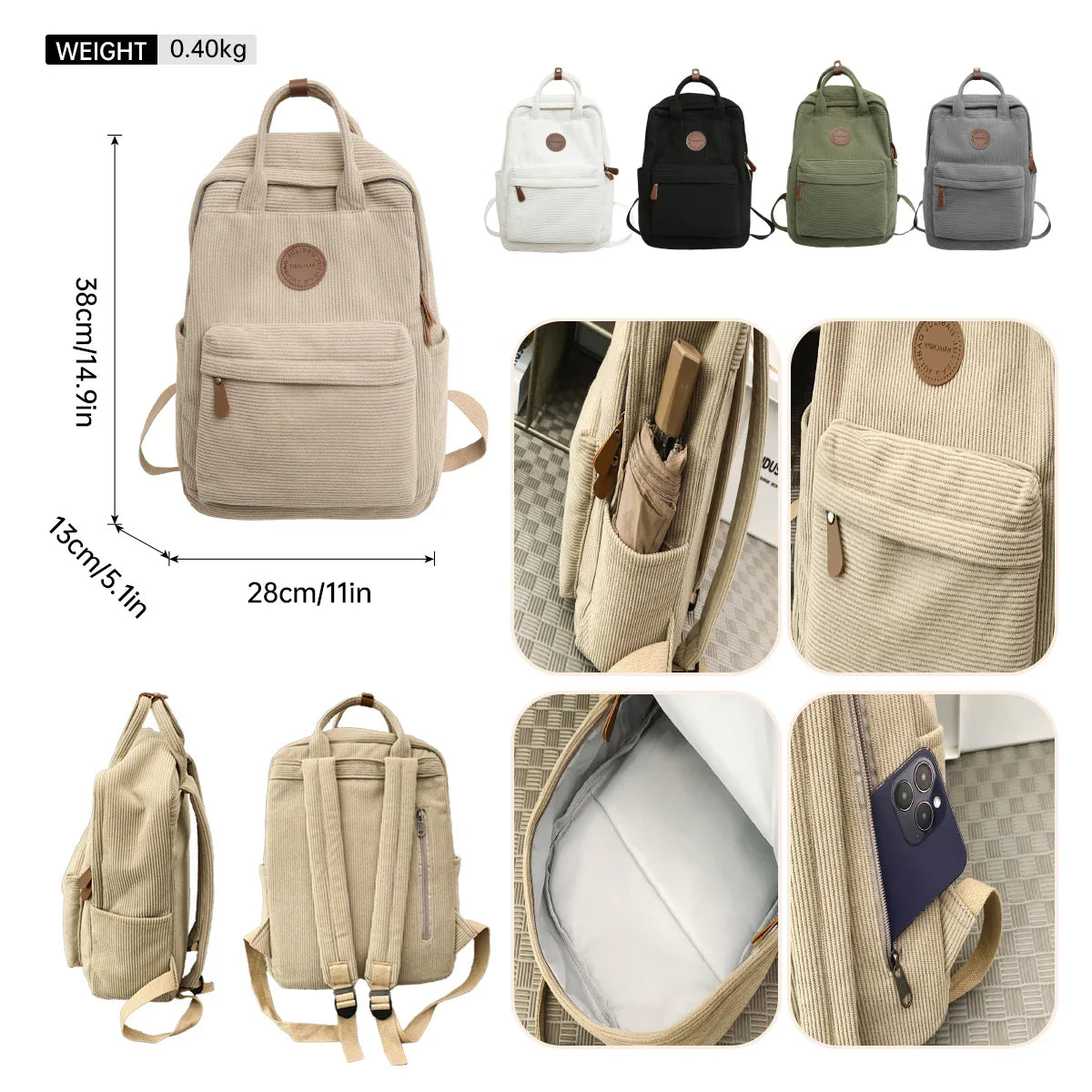 PROCYON - Sac À Dos Velours De Voyage Femme