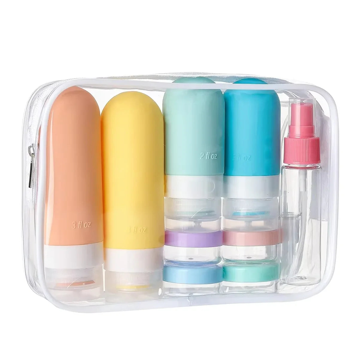 Zéphyr - Kit de 16 Flacons de Voyage Anti-Fuite en Silicone