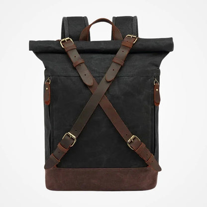 Sac à Dos en Toile Vintage Roll Top – coloris Noir