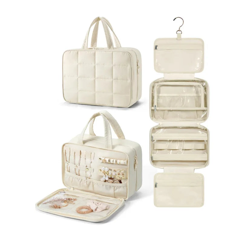 AITHRA - Trousse de Toilette Pliable Élégante à Carreaux
