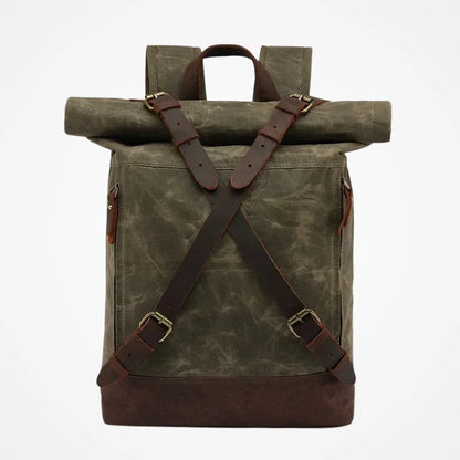 Sac à Dos en Toile Vintage Roll Top – coloris Vert
