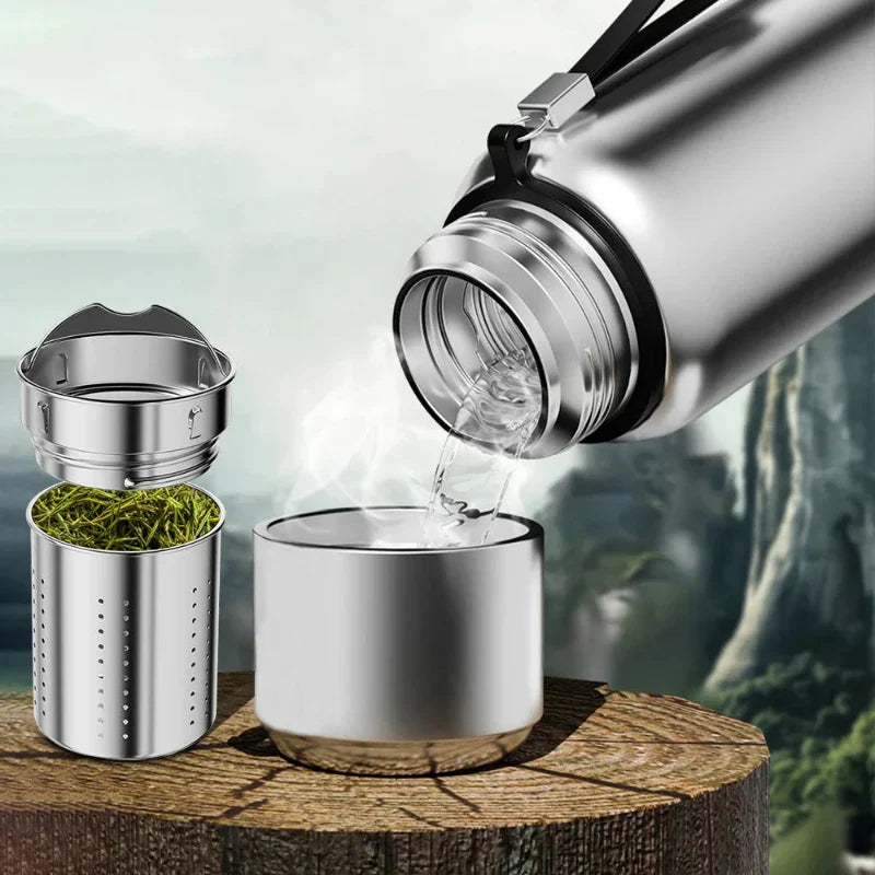 Gourde Isotherme Café Acier Inox 500ml | Boisson Chaude Longue Durée | Le Sac du Voyageur
