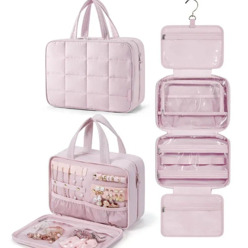 AITHRA - Trousse de Toilette Pliable Élégante à Carreaux