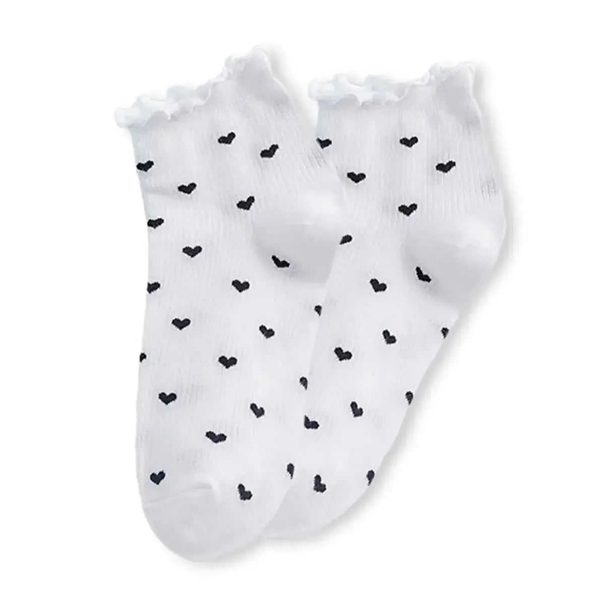Socquettes Petits Cœurs Dentelle - Blanc