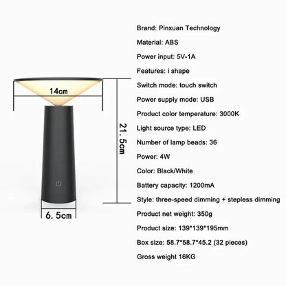 Lampe de Table LED Portable – coloris Noir