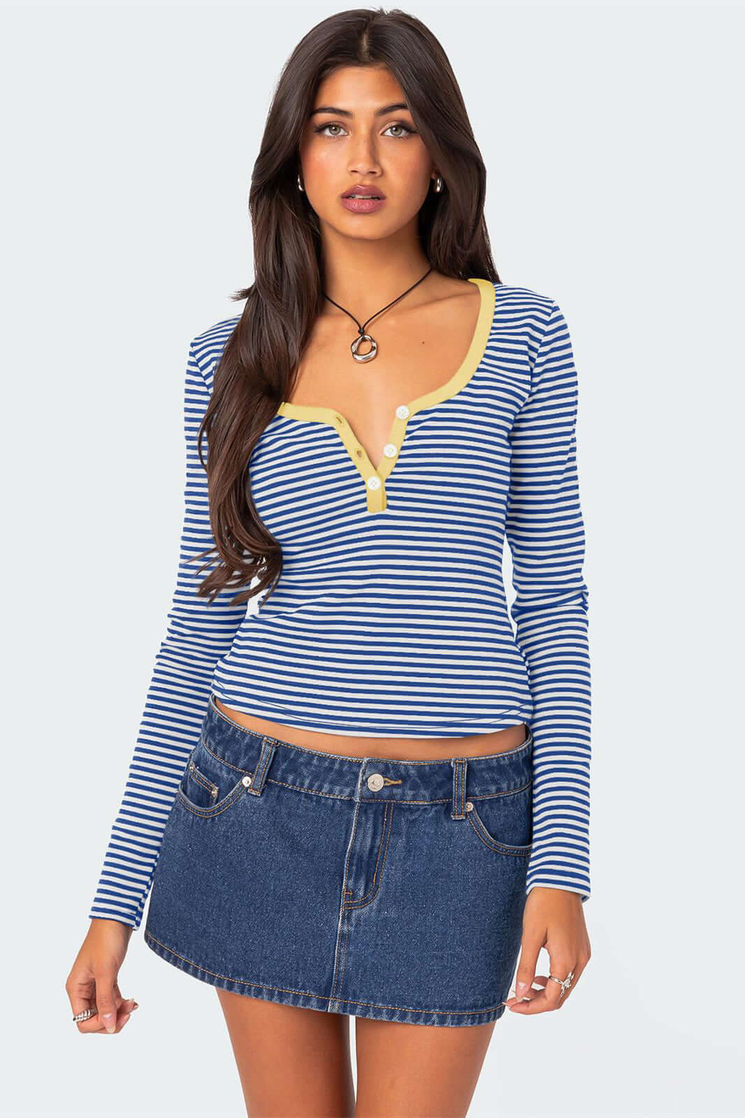 Haut Rayé Femme, col V