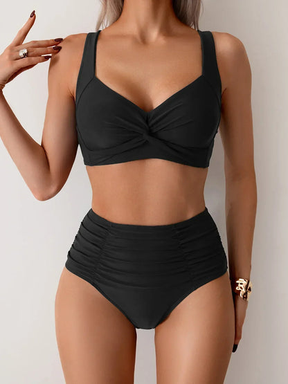 Ensemble Bikini Froncé Femme, taille haute