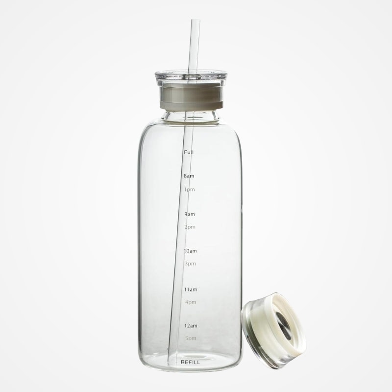 Bouteille D'eau en Verre avec Paille
