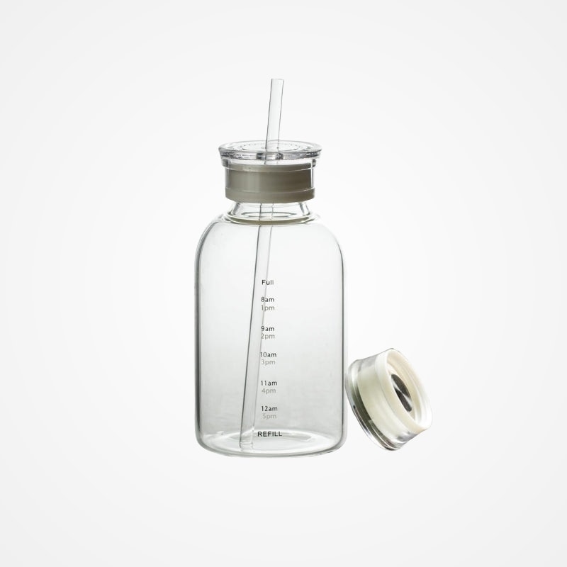 Bouteille D'eau en Verre avec Paille