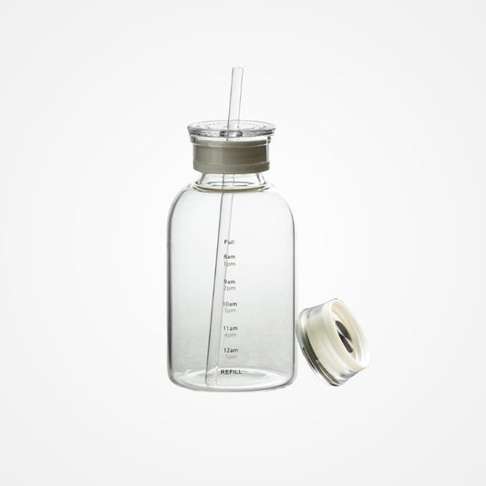 Bouteille D'eau en Verre avec Paille