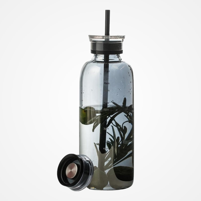 Bouteille D'eau en Verre avec Paille